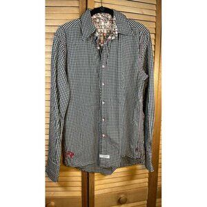 The Art of John Lennon by English Laundry Checked and Floral Button Down Shirt